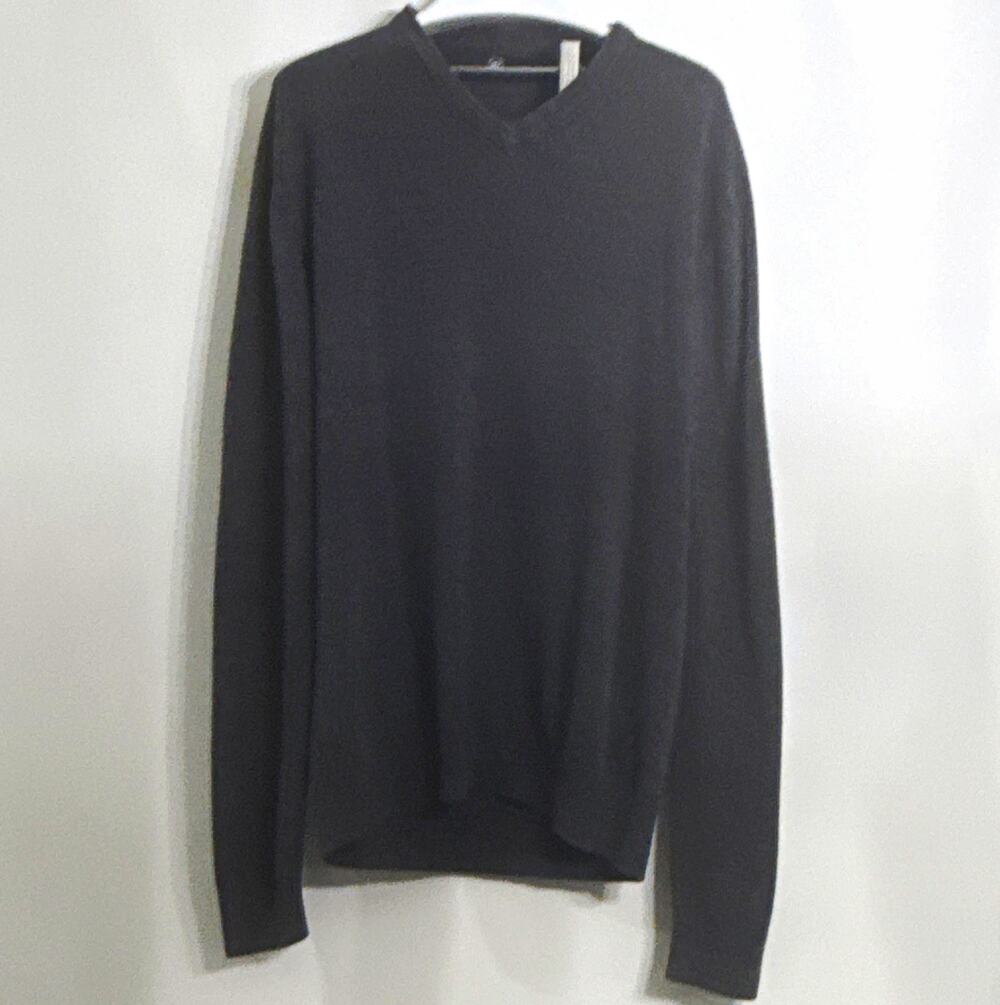 Weatherproof Men’s Knit Sweater Gray Solid V-Neck Long Sleeve Pullover M